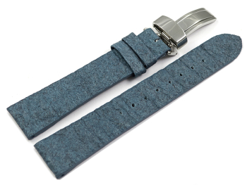 Blue Vegan Pineapple Watch Strap Foldover Clasp 14mm 16mm...