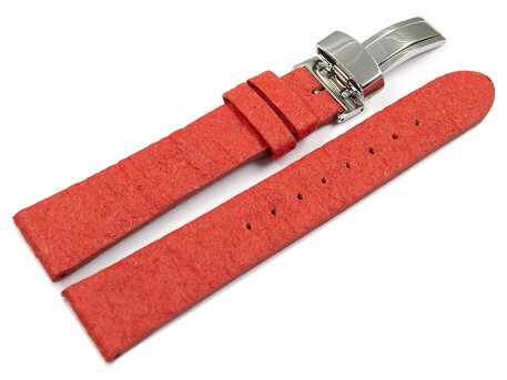 Red Vegan Pineapple Watch Strap Foldover Clasp 14mm 16mm...