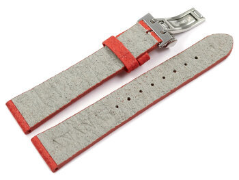 Red Vegan Pineapple Watch Strap Foldover Clasp 14mm 16mm 18mm 20mm 22mm
