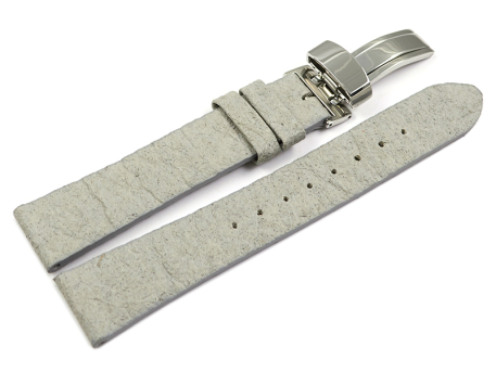 Grey Vegan Pineapple Watch Strap Foldover Clasp 14mm 16mm...