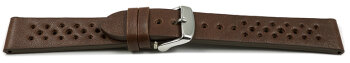 Breathable Perforated Dark Brown Leather Watch Strap 18mm...