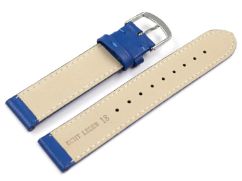 Watch band - genuine leather - smooth - blue