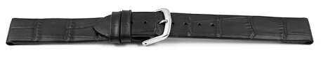 Watch band - genuine leather - croco - for fixed pins - black