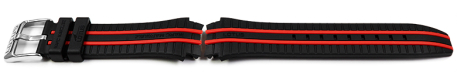 Lotus Black Rubber Watch Strap 18259/3 with Red Stripes