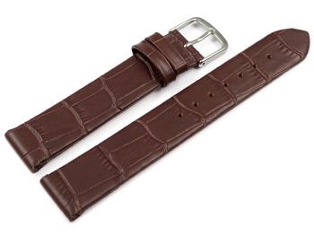 Watch band - genuine leather - croco - for fixed pins - brown