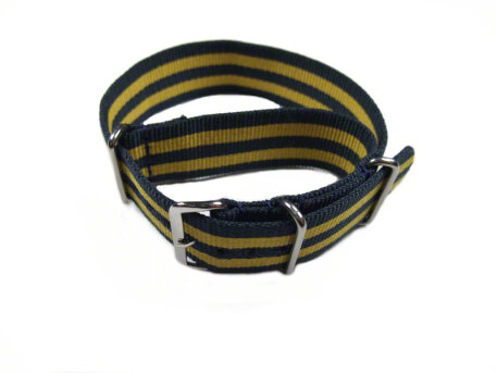 Watch strap - Nato - Nylon - Waterproof - dark blue / yellow