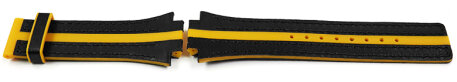 Festina Black Leather Watch Strap with Yellow Stripe for F16184/5 