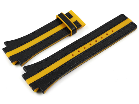 Festina Black Leather Watch Strap with Yellow Stripe for...