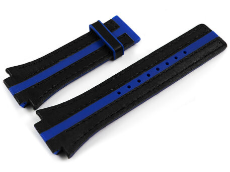 Festina Black Leather Watch Strap with Blue Stripe for...