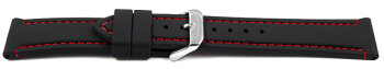 Black Silicone Watch Strap with Red Stitching 18mm 20mm...