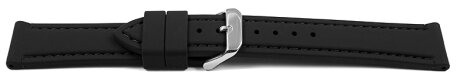 Black Silicone Watch Strap with Black Stitching 18mm 20mm 22mm 24mm