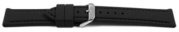 Black Silicone Watch Strap with Black Stitching 18mm 20mm...