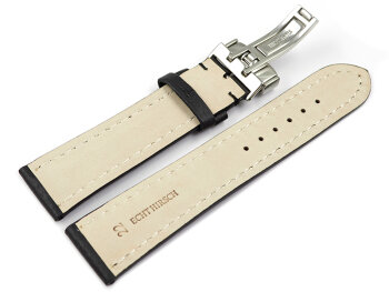 Watch strap deployment clasp strong padded Deer Leather black Soft and very flexible