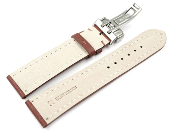 Watch strap deployment clasp strong padded Deer Leather brown Soft and very flexible 18mm 20mm 22mm 24mm