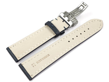 Watch strap deployment clasp strong padded Deer Leather dark blue Soft and flexible 18mm 20mm 22mm 24mm