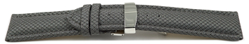 Watch strap padded HighTech textile look light grey Folding Clasp 18mm 20mm 22mm 24mm