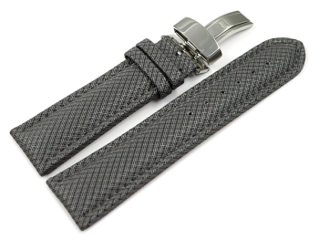 Watch strap padded HighTech textile look light grey Folding Clasp 18mm 20mm 22mm 24mm