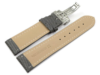 Watch strap padded HighTech textile look light grey Folding Clasp 18mm 20mm 22mm 24mm
