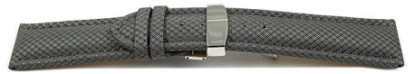 Watch strap padded HighTech textile look light grey Folding Clasp 20mm Steel