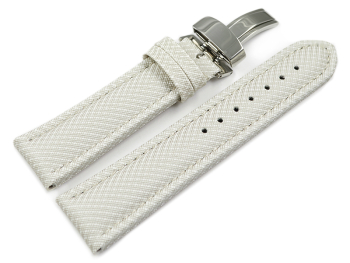 Watch strap padded HighTech textile look white Folding Clasp 18mm 20mm 22mm 24mm