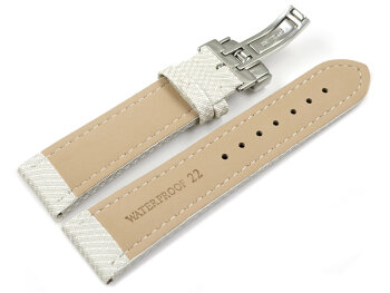 Watch strap padded HighTech textile look white Folding Clasp 18mm 20mm 22mm 24mm