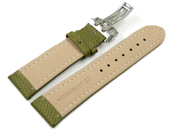 Watch strap padded HighTech textile look green Folding Clasp 18mm 20mm 22mm 24mm