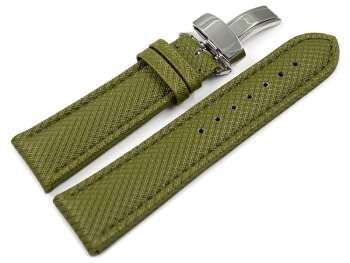 Watch strap padded HighTech textile look green Folding Clasp 24mm Steel