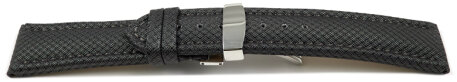 Watch strap padded HighTech textile look dark grey Folding Clasp 18mm 20mm 22mm 24mm