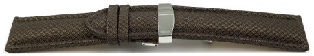 Watch strap padded HighTech textile look brown Folding Clasp 18mm 20mm 22mm 24mm