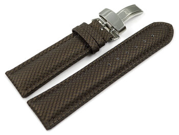 Watch strap padded HighTech textile look brown Folding...