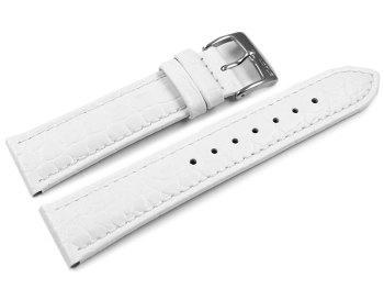 White Leather Watch Strap Lotus for 15627 15627/2 15627/5 with crocodile print