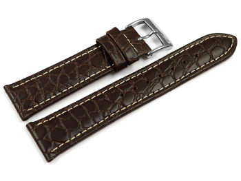 Lotus Brown Leather Watch Strap 15627 15627/1 with crocodile print