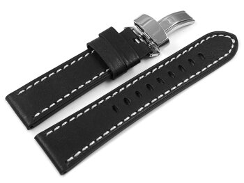 Black Leather Watch Strap Folding Clasp Miami without...