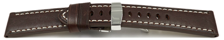 Brown Leather Watch Strap Folding Clasp Miami without padding 20mm 22mm 24mm