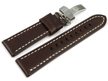 Brown Leather Watch Strap Folding Clasp Miami without...