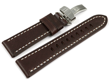 Brown Leather Watch Strap Folding Clasp Miami without padding 20mm 22mm 24mm