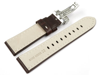 Brown Leather Watch Strap Folding Clasp Miami without padding 20mm 22mm 24mm