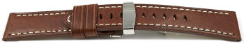 Light Brown Leather Watch Strap Folding Clasp Miami...