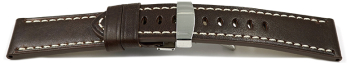 Dark Brown Leather Watch Strap Folding Clasp Miami...