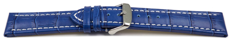 Watch strap - Genuine leather - Croco print - blue