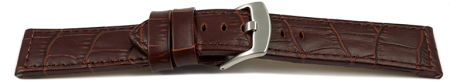 Watch strap - genuine leather - croco - dark brown