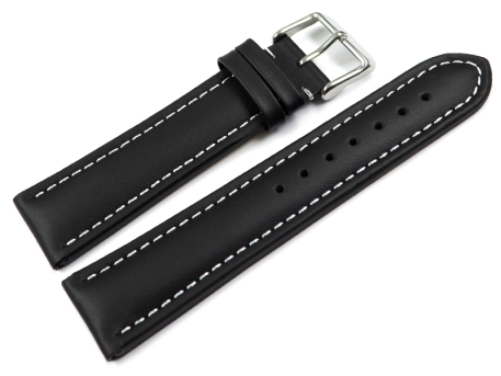 XL Watch strap Genuine leather Smooth black