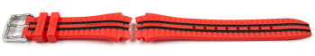 Lotus Orange Red Rubber Watch Strap with Black Stripes for 18261 18261/1