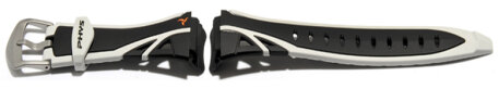 Watch strap Casio f. STR-200, STR-200J, rubber, black/white border