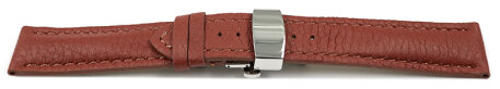Watch strap Butterfly buckle strong padded Deer Leather brown Soft and very flexible 18mm 20mm 22mm 24mm