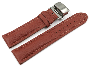 Watch strap Butterfly buckle strong padded Deer Leather brown Soft and very flexible 18mm 20mm 22mm 24mm