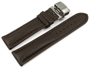 Watch strap Butterfly buckle strong padded Deer Leather dark brown Soft and very flexible 18mm 20mm 22mm 24mm