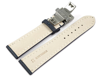 Watch strap Butterfly buckle strong padded Deer Leather dark blue Soft and very flexible 18mm 20mm 22mm 24mm