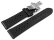 Breathable Perforated Black Leather Watch Strap Butterfly clasp 18mm 20mm 22mm 24mm