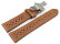 Breathable Perforated Light Brown Leather Watch Strap Butterfly clasp 18mm 20mm 22mm 24mm